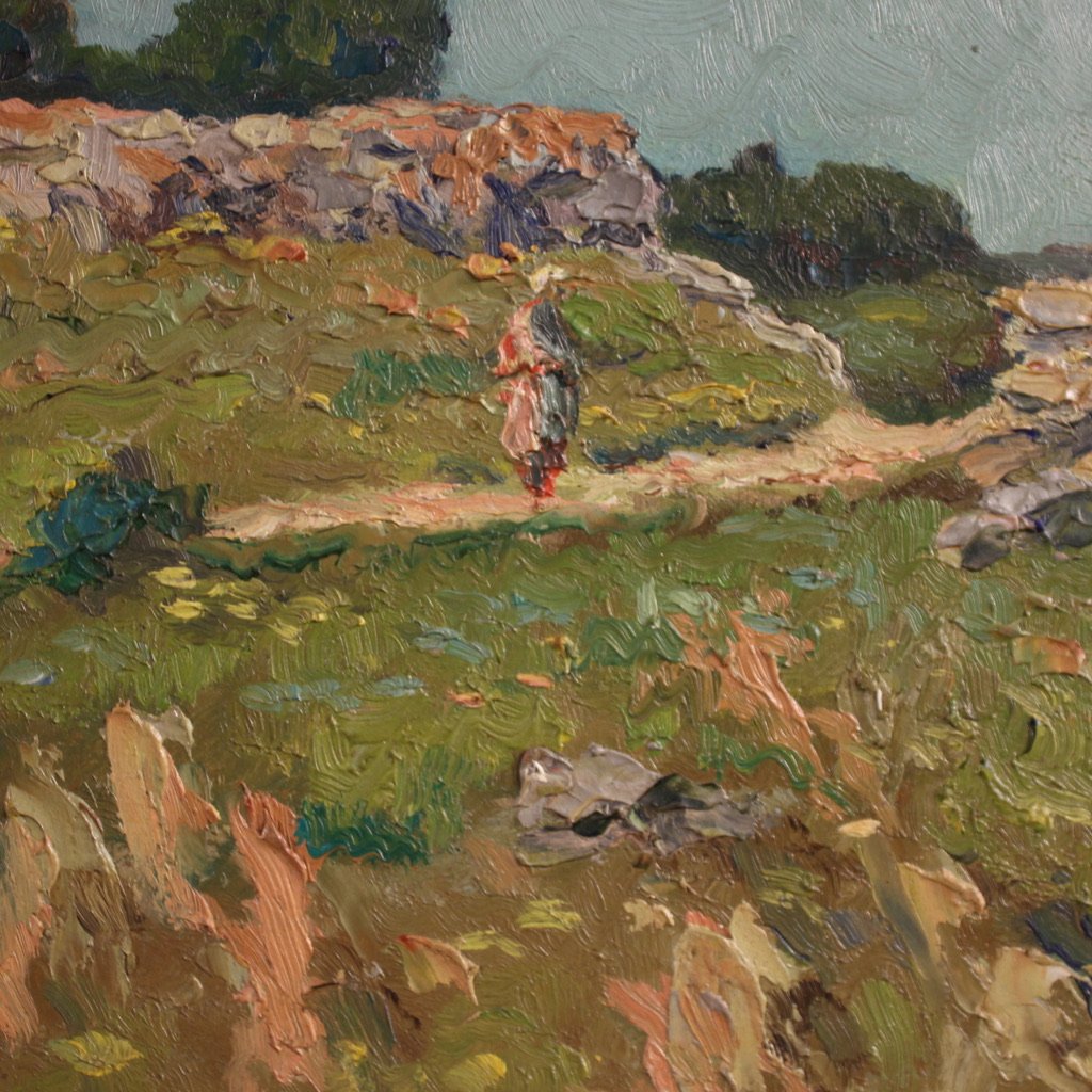 Dipinto italiano paesaggio firmato del XX secolo-photo-8