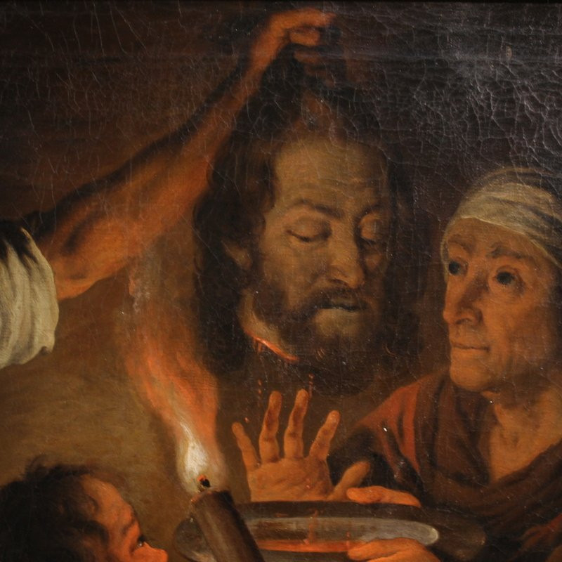 Dipinto fiammingo del XIX secolo, Salomè con la testa di San Giovanni Battista-photo-5