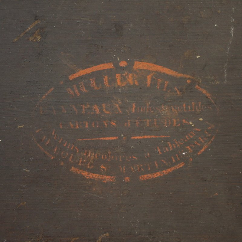 Dipinto firmato Peyron del XIX secolo, paesaggio romantico con pescatore-photo-3