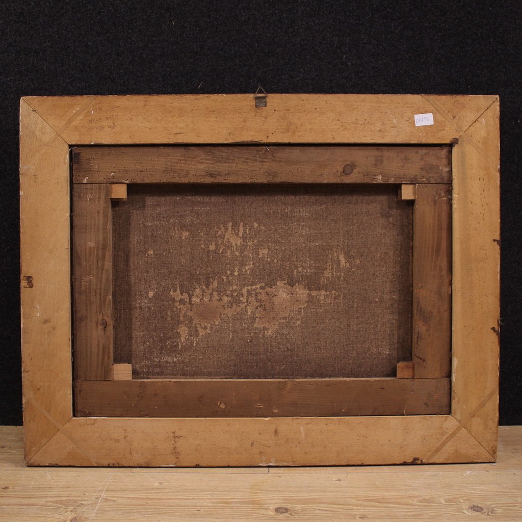 Dipinto italiano veduta di porto del XX secolo-photo-3