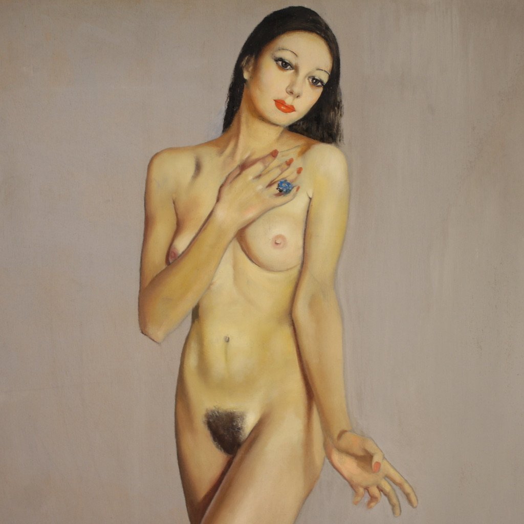 Dipinto italiano nudo firmato Mario Vellani Marchi datato 1969-photo-4