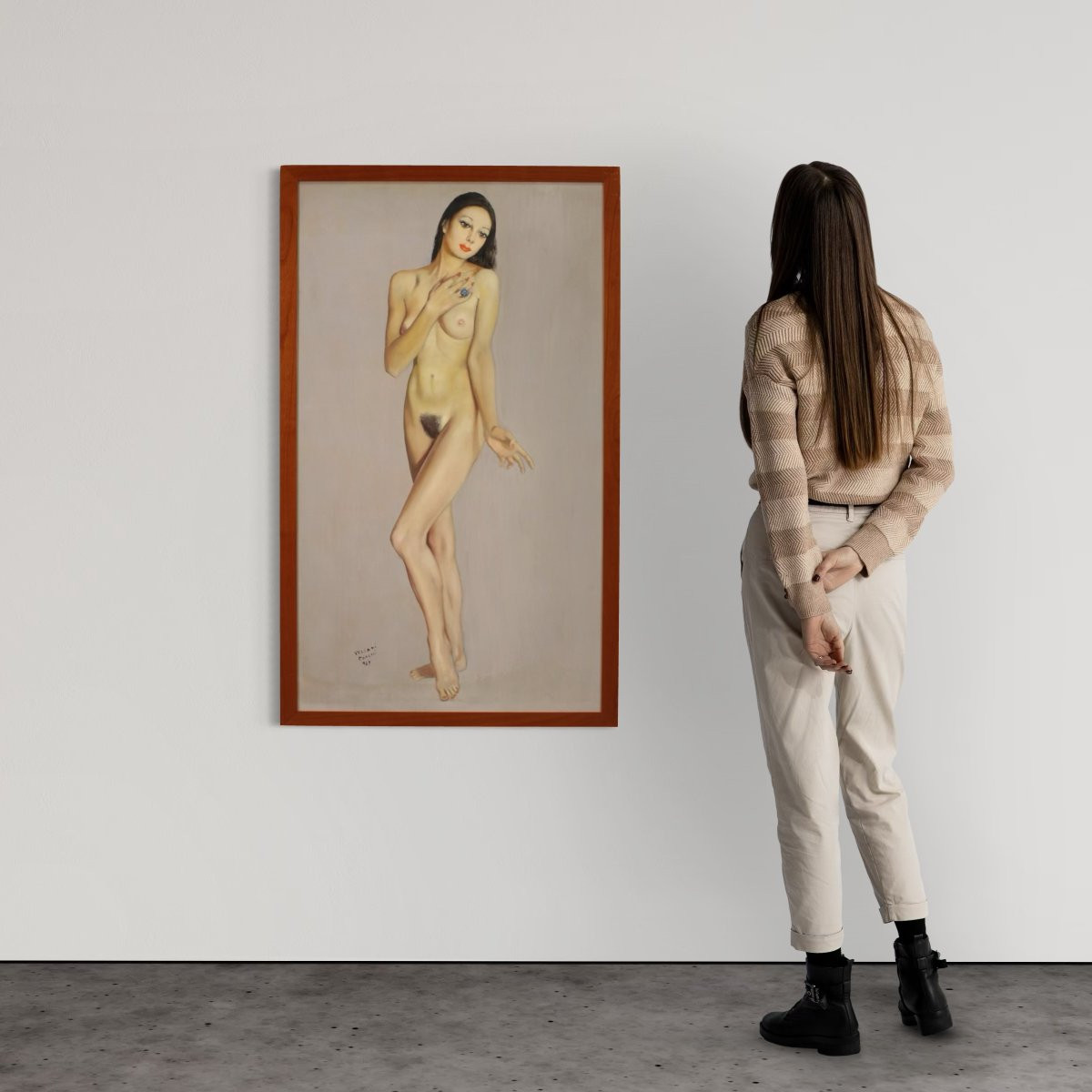 Dipinto italiano nudo firmato Mario Vellani Marchi datato 1969-photo-1