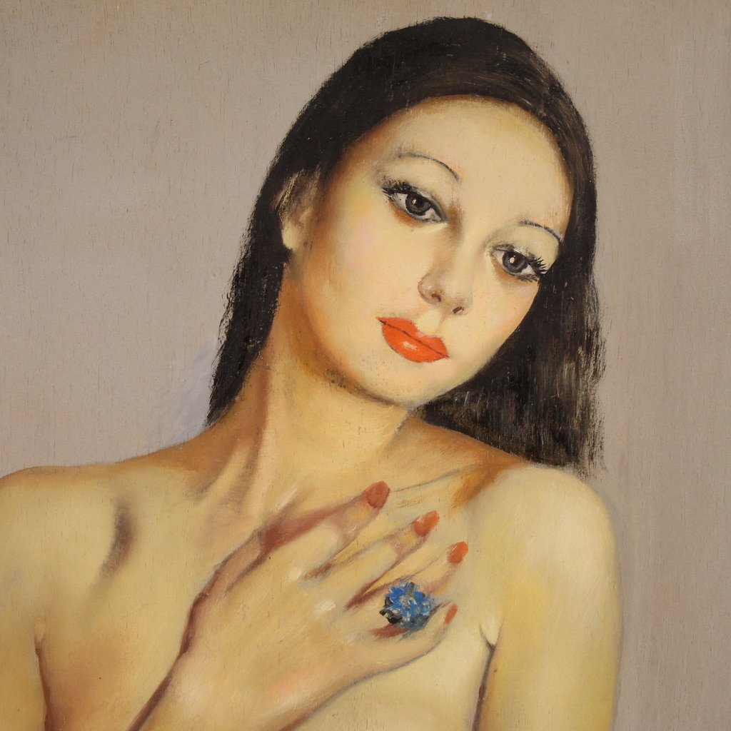 Dipinto italiano nudo firmato Mario Vellani Marchi datato 1969-photo-4