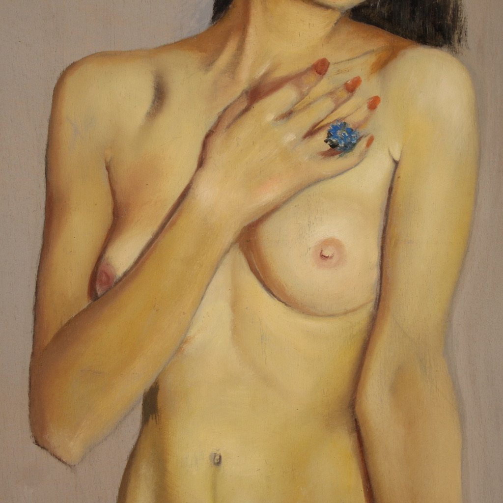 Dipinto italiano nudo firmato Mario Vellani Marchi datato 1969-photo-5