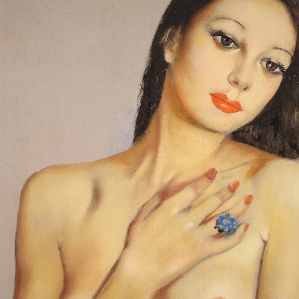 Dipinto italiano nudo firmato Mario Vellani Marchi datato 1969-photo-8