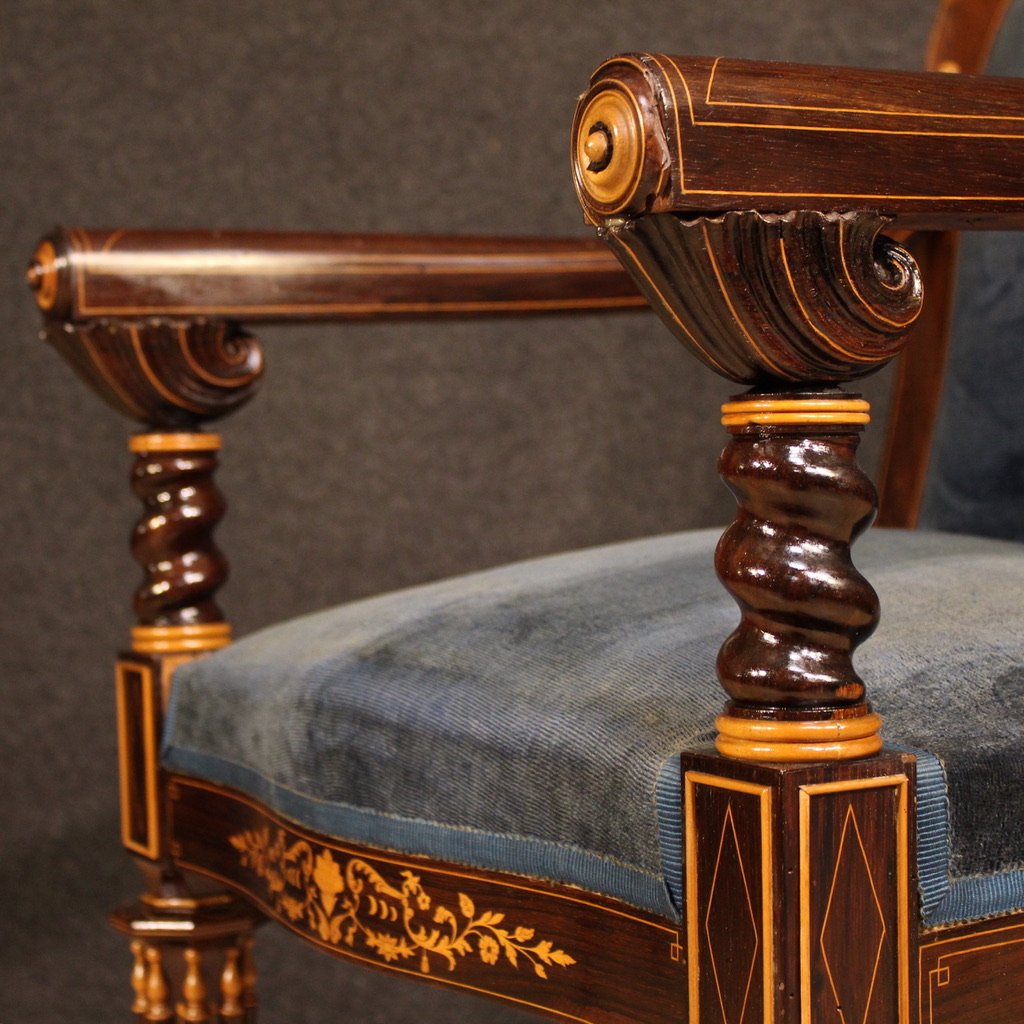 Coppia di poltrone francesi Carlo X del XIX secolo-photo-7