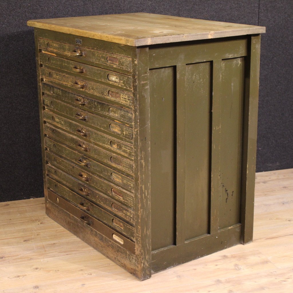 Cassettiera xilografia in legno laccato del XX secolo-photo-7