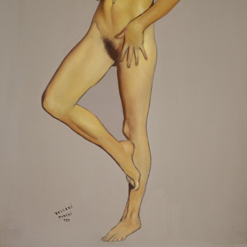 Dipinto nudo femminile firmato Vellani Marchi datato 1970-photo-4
