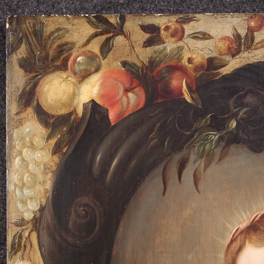  Dipinto fiammingo Madonna col bambino del XVII secolo-photo-3