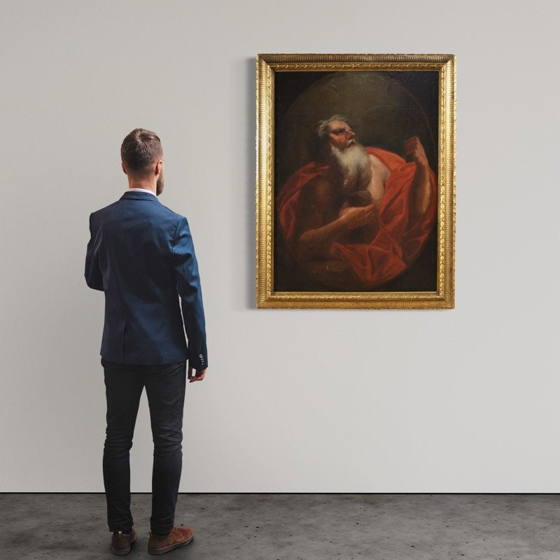 Antico dipinto italiano San Girolamo del XVII secolo-photo-1