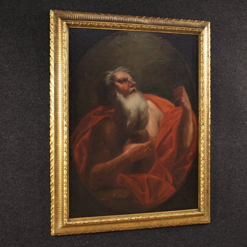 Antico dipinto italiano San Girolamo del XVII secolo-photo-8