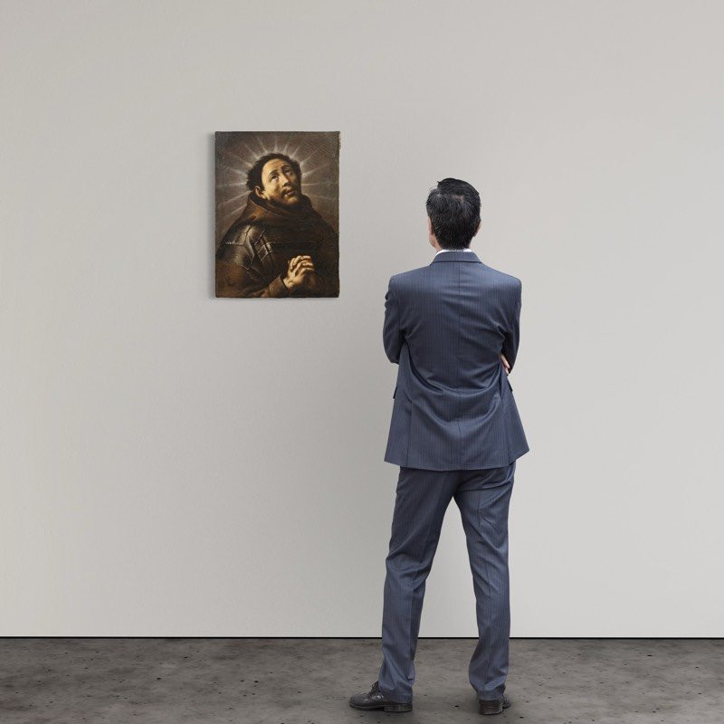 Antico dipinto italiano Estasi di San Francesco del XVIII secolo-photo-2