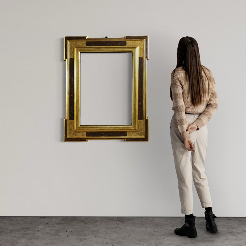 Cornice italiana dorata e dipinta del XX secolo-photo-2