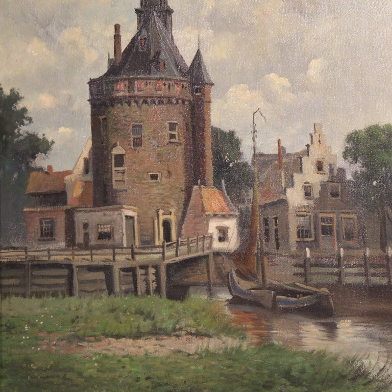 Dipinto olandese veduta della città di Hoorn del XX secolo-photo-3