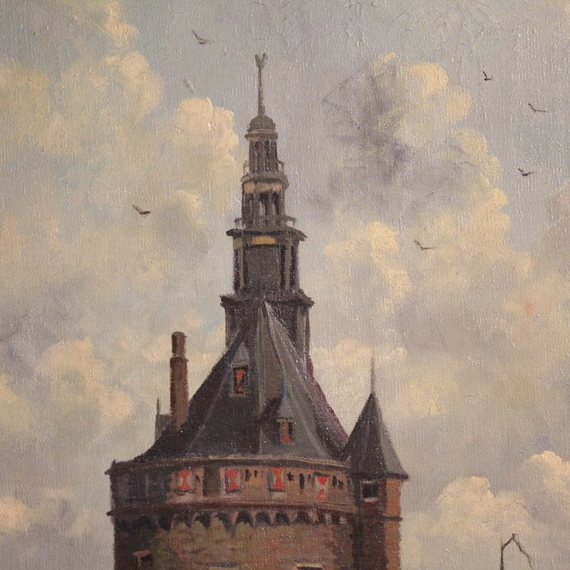 Dipinto olandese veduta della città di Hoorn del XX secolo-photo-3