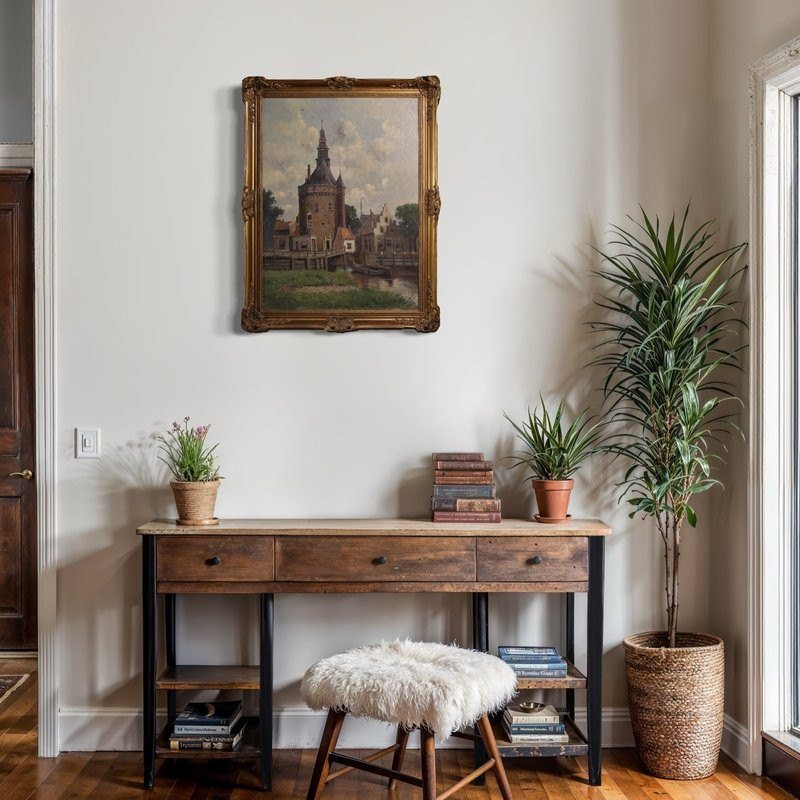 Dipinto olandese veduta della città di Hoorn del XX secolo-photo-5