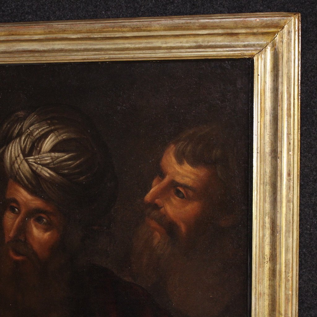 Grande dipinto italiano del XVII secolo, Cristo tra i dottori nel tempio-photo-2