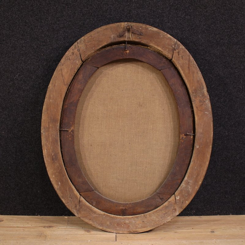 Antico dipinto ovale Santa Caterina di Genova del XVII secolo-photo-5