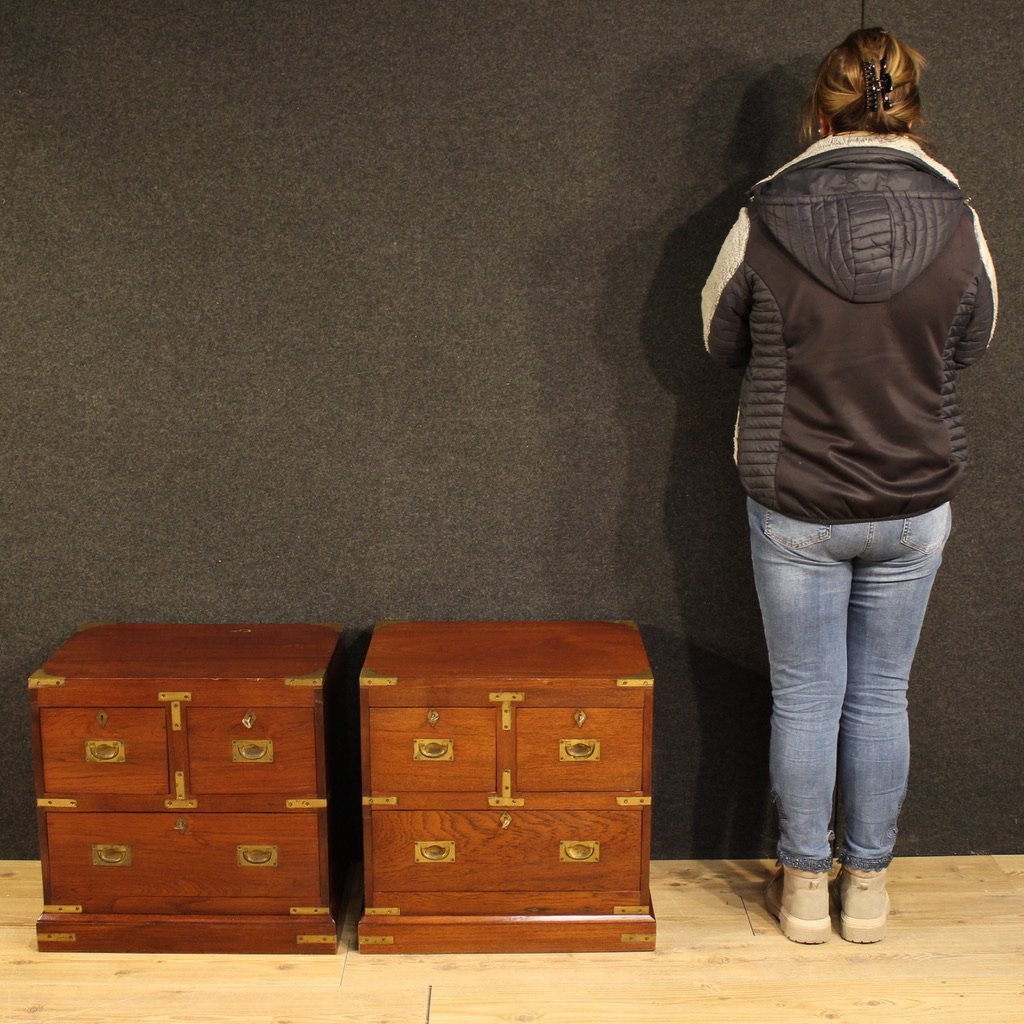 Coppia di comodini inglesi in stile navale del XX secolo-photo-4