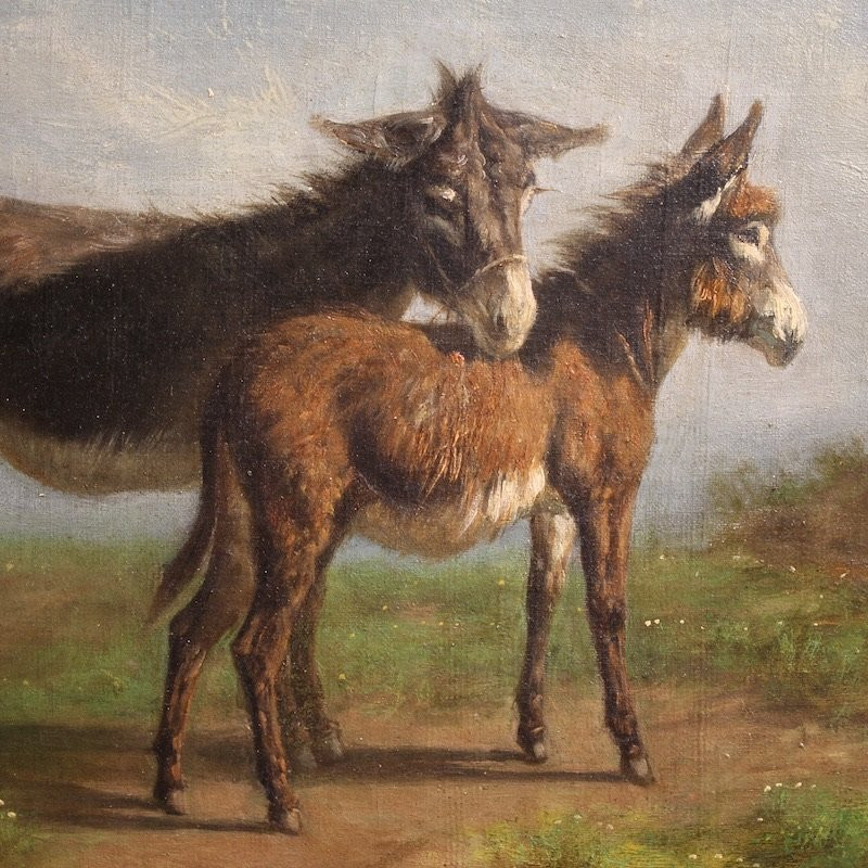 Dipinto italiano paesaggio bucolico firmato del XIX secolo-photo-4