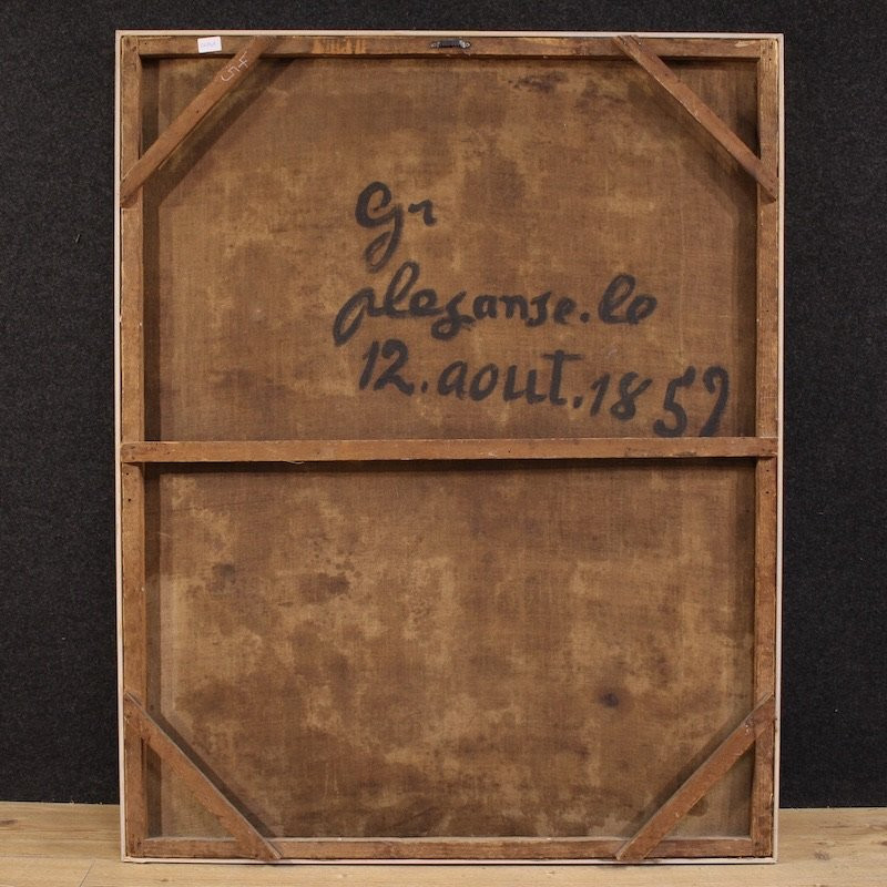 Grande dipinto italiano del XVII secolo, filosofo nello studio-photo-4