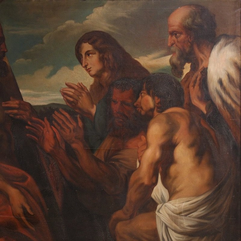 Grande quadro fiammingo del XIX secolo, Cristo perdona i peccatori penitenti-photo-4