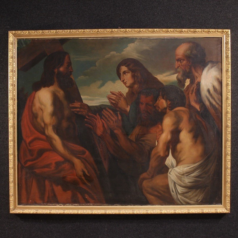 Grande quadro fiammingo del XIX secolo, Cristo perdona i peccatori penitenti