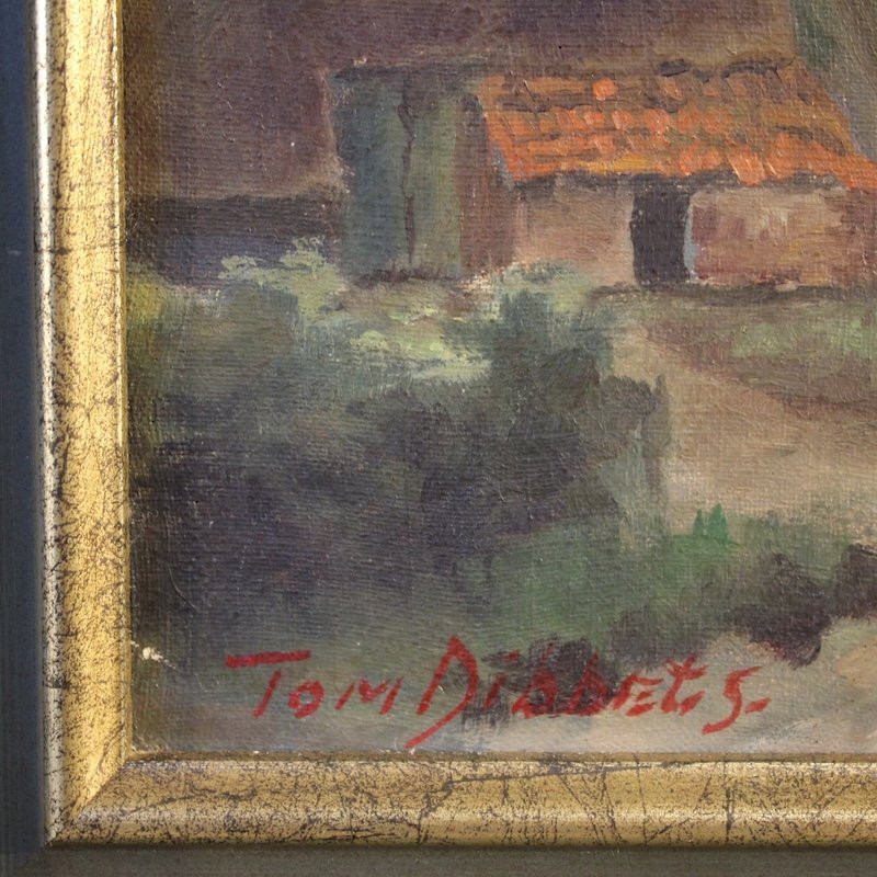 Dipinto fiammingo paesaggio bucolico del XX secolo-photo-1