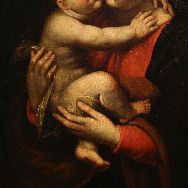 Antico dipinto religioso Madonna con bambino del XVIII secolo-photo-1