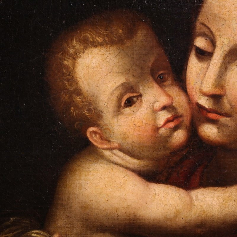 Antico dipinto religioso Madonna con bambino del XVIII secolo-photo-2