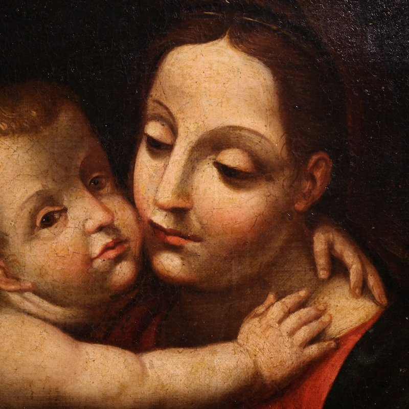 Antico dipinto religioso Madonna con bambino del XVIII secolo-photo-6