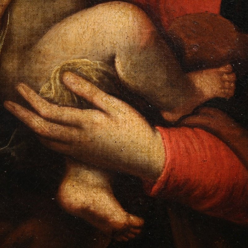 Antico dipinto religioso Madonna con bambino del XVIII secolo-photo-8