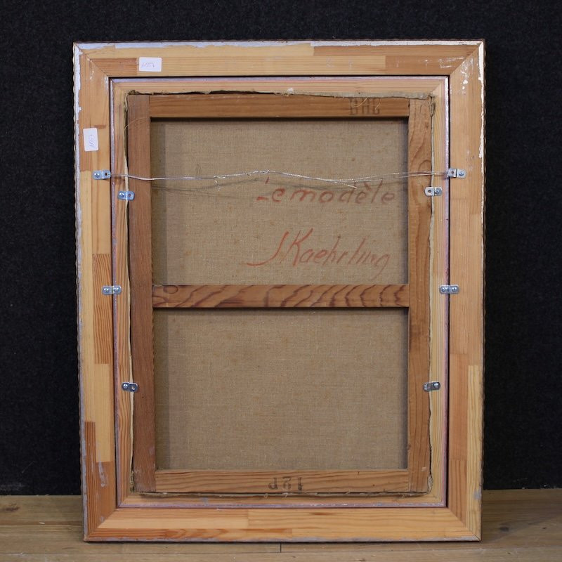 Dipinto francese nudo femminile firmato del XX secolo-photo-3