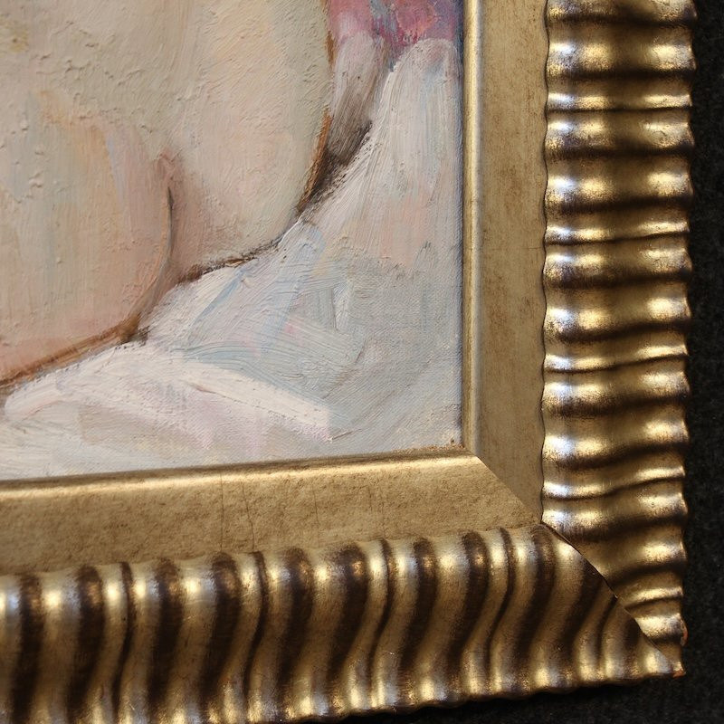 Dipinto francese nudo femminile firmato del XX secolo-photo-4