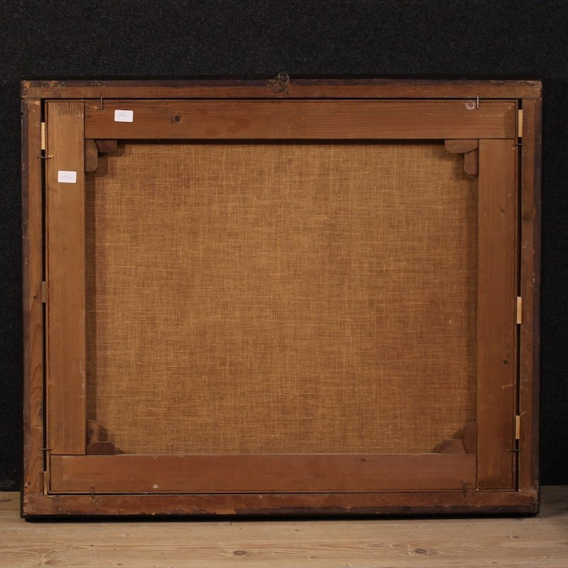 Antico dipinto italiano Mosè salvato dalle acque del XVII secolo-photo-3