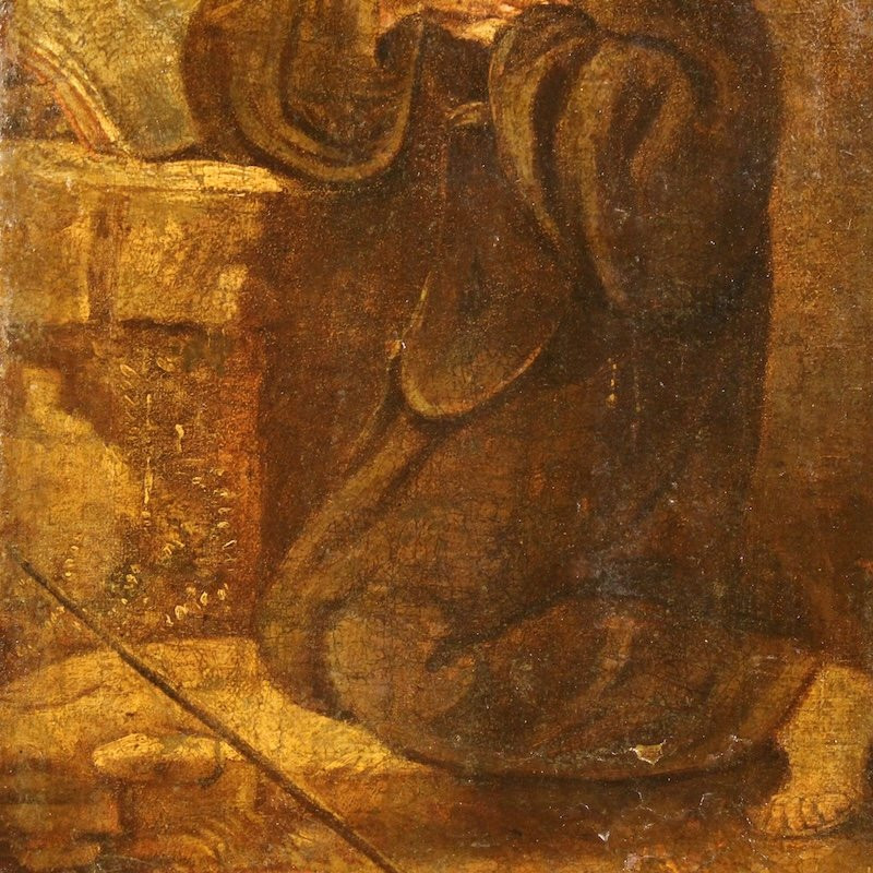 Antico dipinto italiano San Francesco da Paola del XVII secolo-photo-1