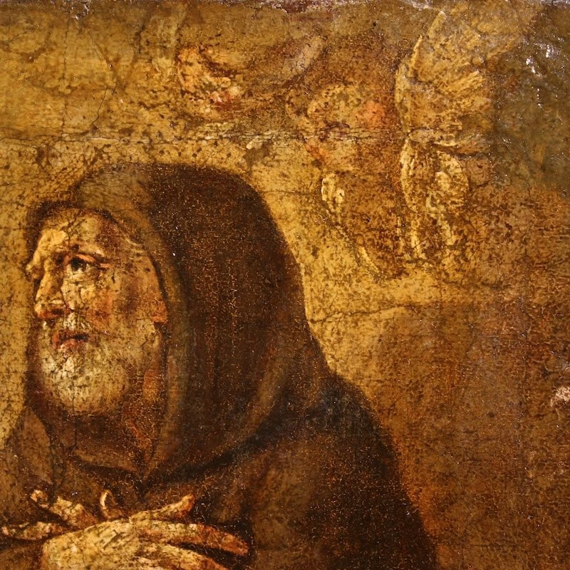 Antico dipinto italiano San Francesco da Paola del XVII secolo-photo-4