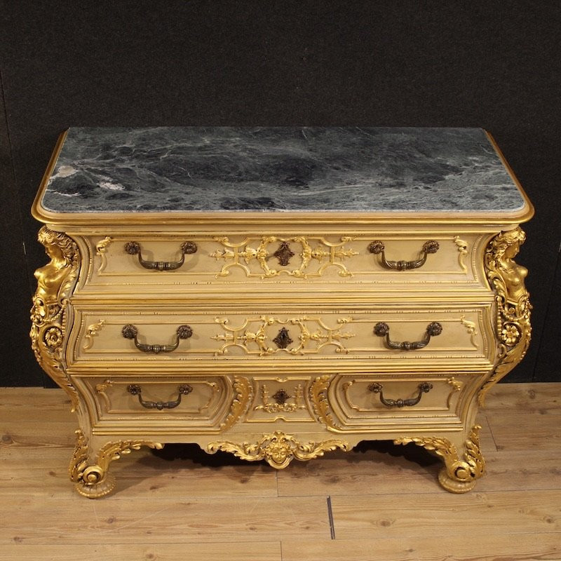 Cassettone italiano laccato e dorato del XX secolo-photo-2