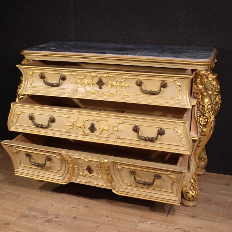 Cassettone italiano laccato e dorato del XX secolo-photo-1