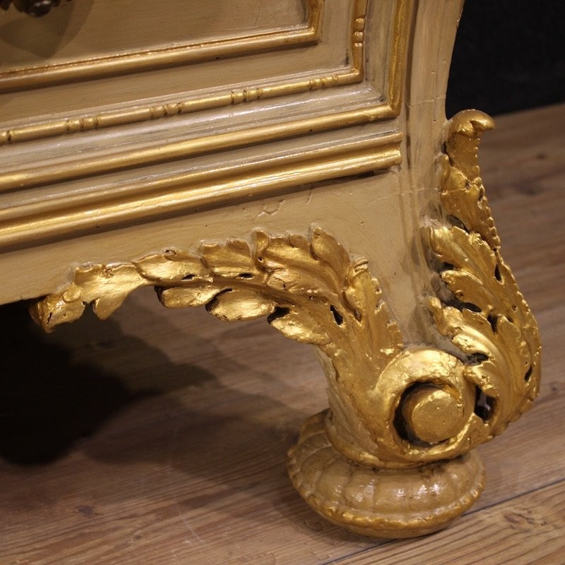 Cassettone italiano laccato e dorato del XX secolo-photo-4