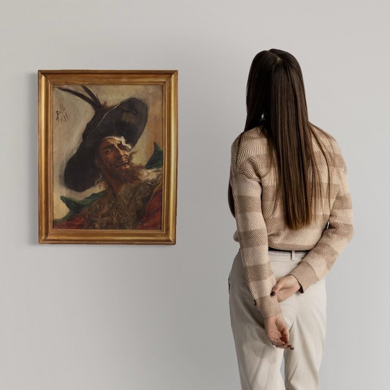 Dipinto spagnolo ritratto di pirata 1895-photo-2