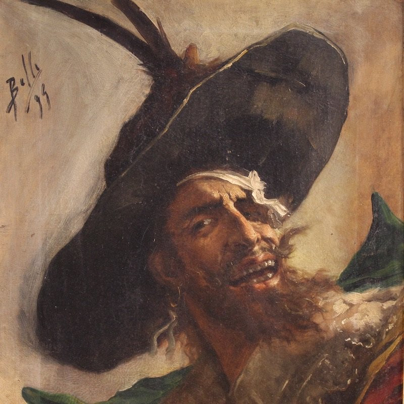 Dipinto spagnolo ritratto di pirata 1895-photo-3