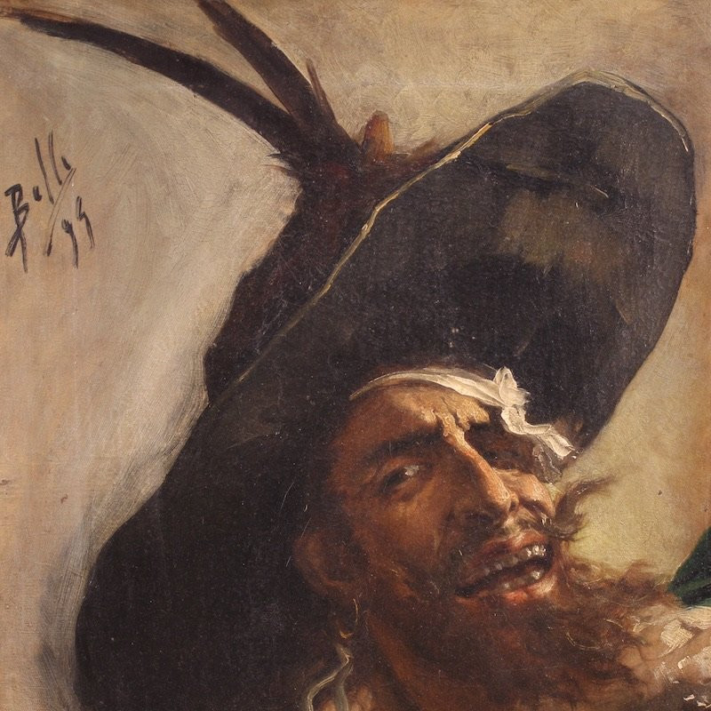 Dipinto spagnolo ritratto di pirata 1895-photo-4