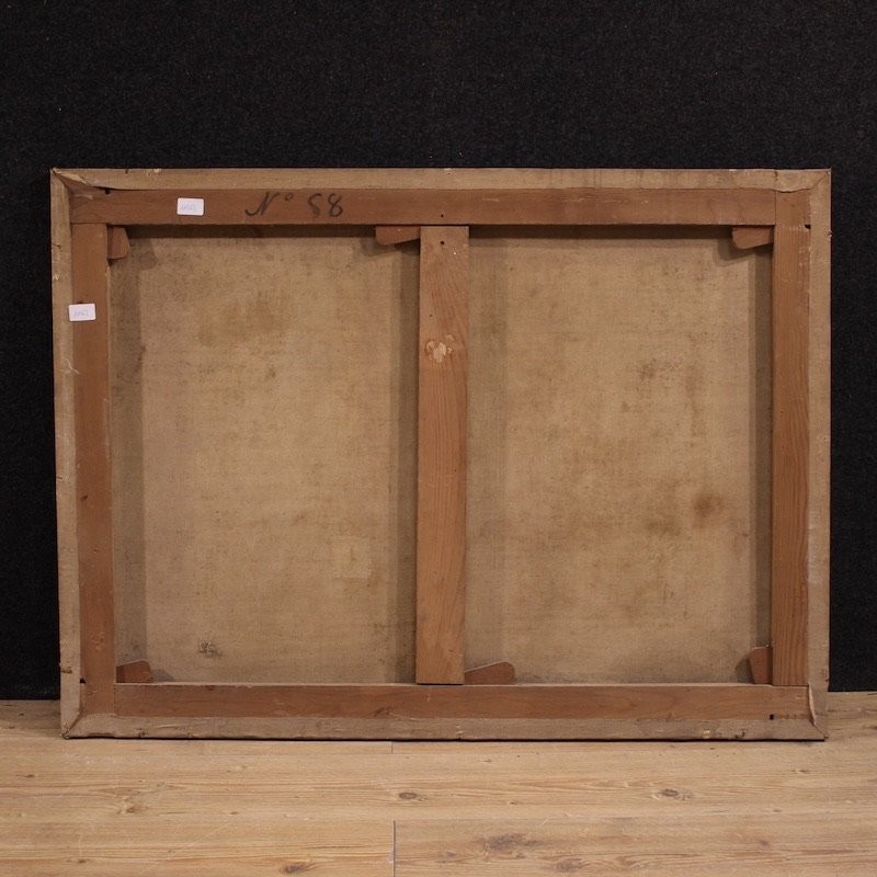 Antico dipinto spagnolo Gesù e la samaritana al pozzo del XVII secolo-photo-3