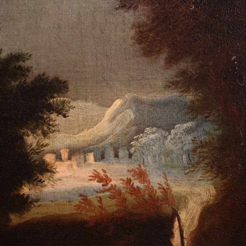 Antico dipinto spagnolo Gesù e la samaritana al pozzo del XVII secolo-photo-4