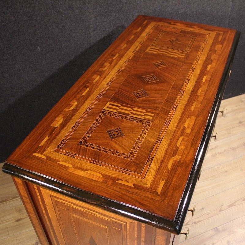 Comò italiano intarsiato in stile Luigi XVI del XX secolo-photo-6