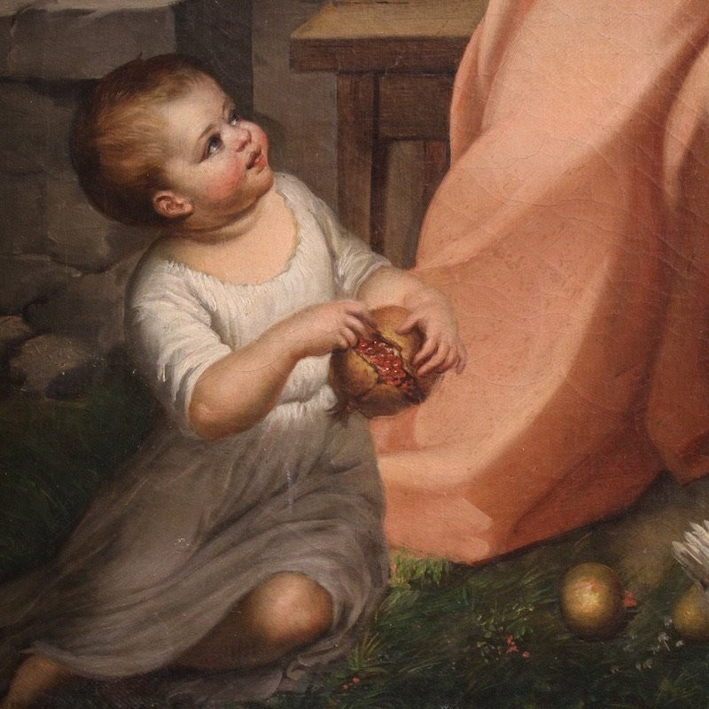 Dipinto italiano scena d'interno del XIX secolo-photo-2