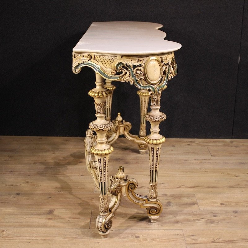 Console italiana laccata e dorata in stile eclettico del XX secolo-photo-1
