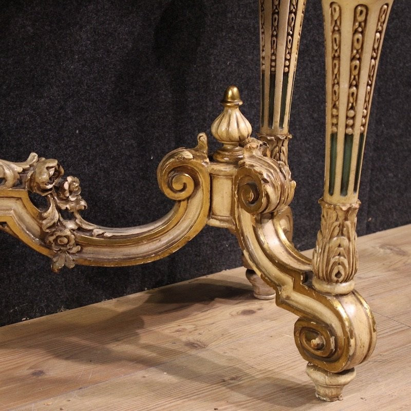 Console italiana laccata e dorata in stile eclettico del XX secolo-photo-3