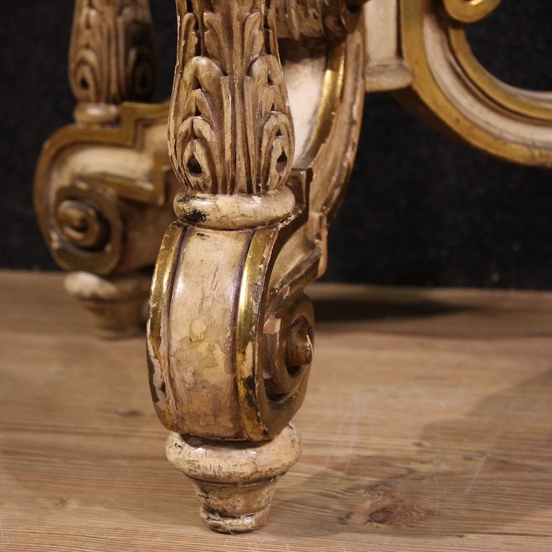 Console italiana laccata e dorata in stile eclettico del XX secolo-photo-7